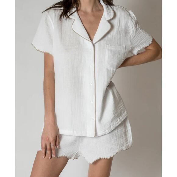 House No 23 - Alaia Short PJ Set - White - Picture 2 of 8